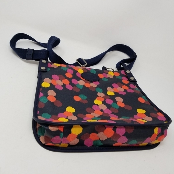 Fossil Crossbody Messenger Bag Purse Zip Multi Color Navy Confetti Print - Picture 4 of 8